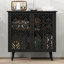 Meuble d'appoint sculpté de 80 cm de large avec 2 portes, meuble de rangement de style campagnard avec étagère réglable pour entrée, salon et salle à manger