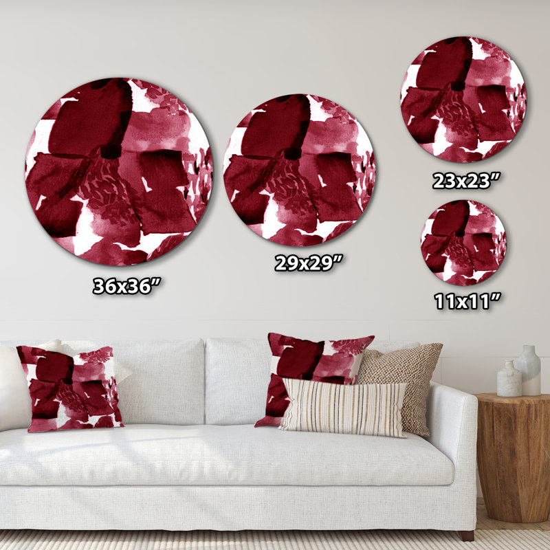 Abstrait bourgogne abstrait sur fond blanc, H 29 po x l 29 po