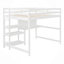 Lit mezzanine double avec tablettes, bureau et tableau d'écriture