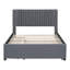 Lit plateforme tapissier avec 2 tiroirs et 1 lit gigogne simple, tête de lit classique pour les chambres élégantes et peu encombrantes-1448579520-1448579521
