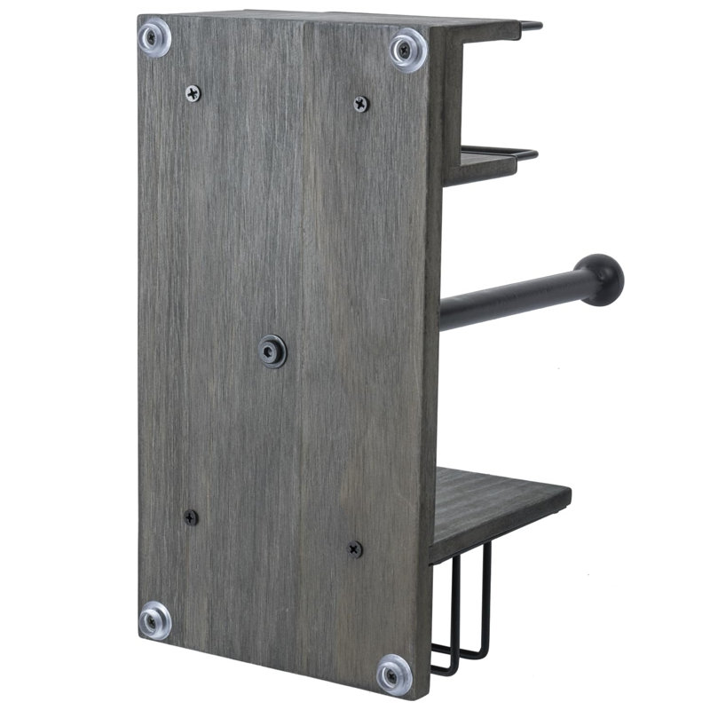 Ensemble de porte-serviettes en papier rustique et porte-serviettes de table - Plateau de cuisine en bois avec support à épices (style industriel noir mat)