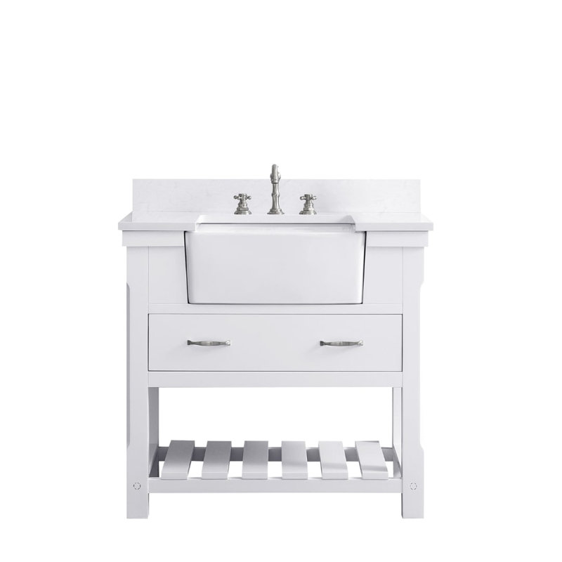 Curiel 36" Single Bathroom Vanity, White/Brushed Nickel