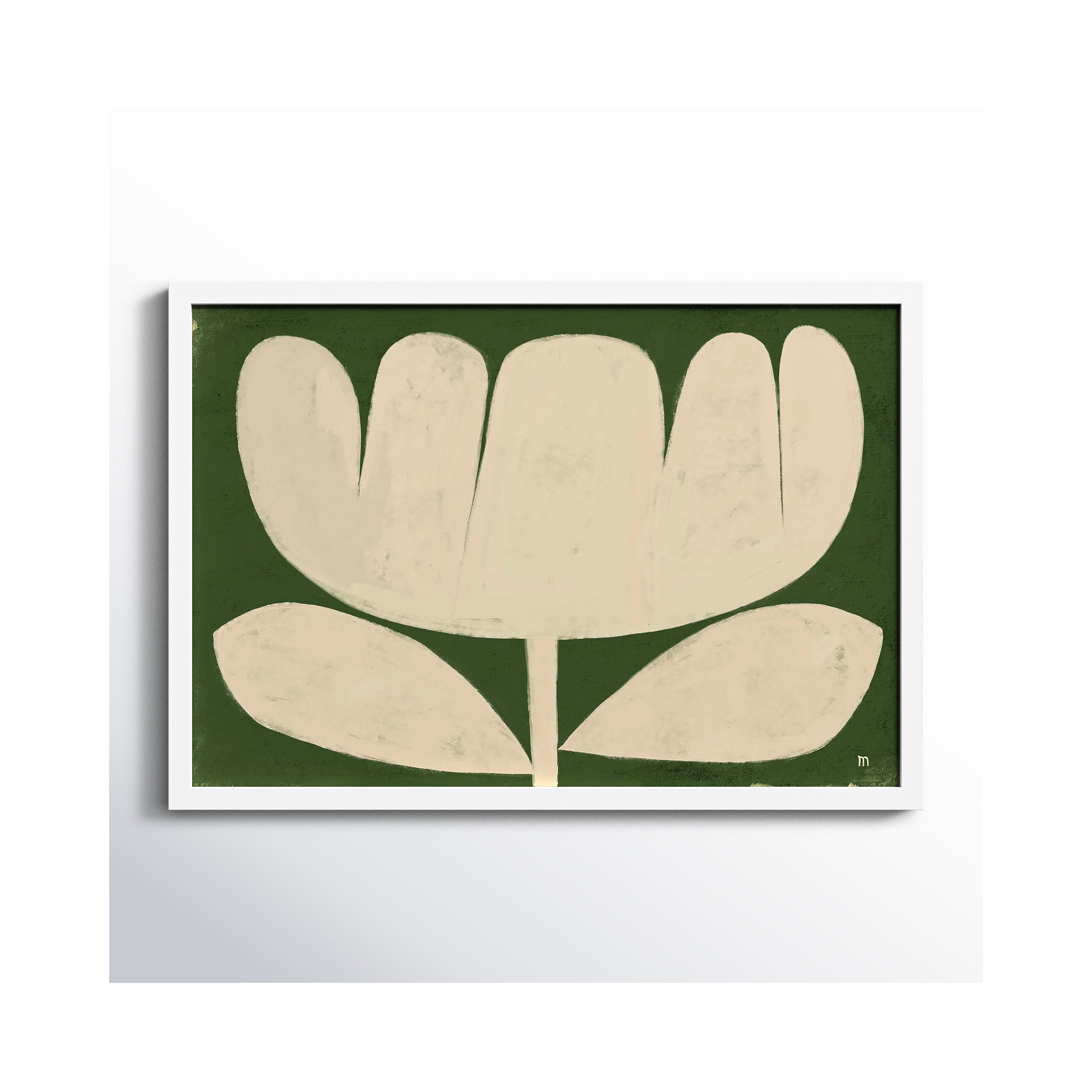 Flower On Green by StudioM, White, 17.5" H x 25" W x 1.25" D