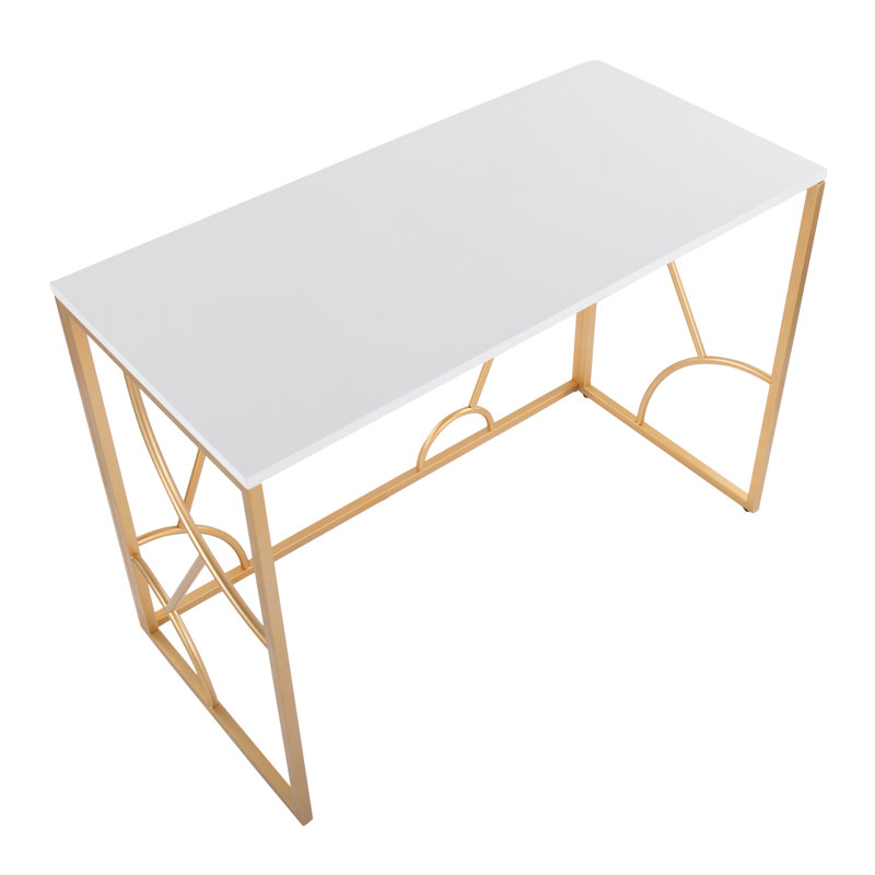 Kinza Metal Base Writing Desk, Whie