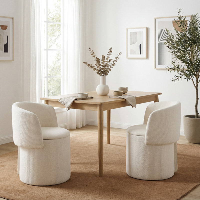Upholstered Dining Chair, White, White