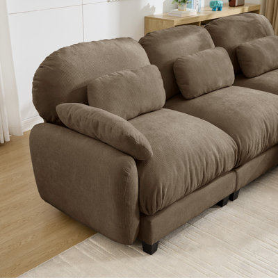Ensemble de canapé à 3 places en forme de U avec 2 repose-pieds amovibles, canapé modulaire en chenille douce et large siège profond pour un grand salon