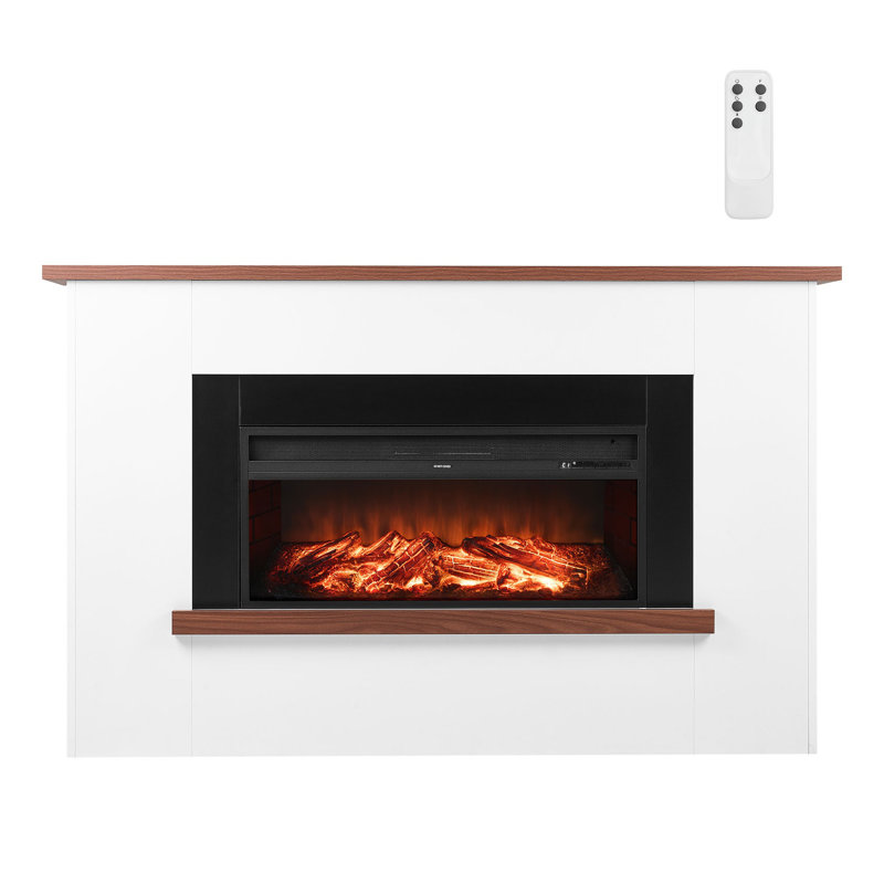65.5" Freestanding Electric Fireplace with Mantel, 1500W Infrared Heater with Realistic 3D Flame Effect & Remote Control