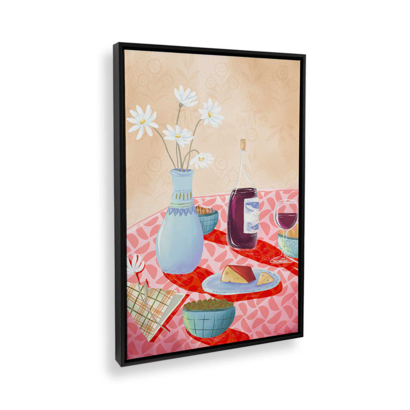 «Dinner Still Life» par Garima Dhawan, reproduction d'art sur toile, Noir, 18" H x 12" W, Cadre flottant