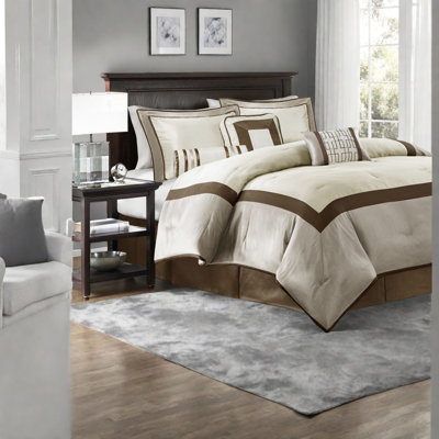 Luxurious King Bedding Sets, Polyester Comforter With Modern Neutral Design For Home