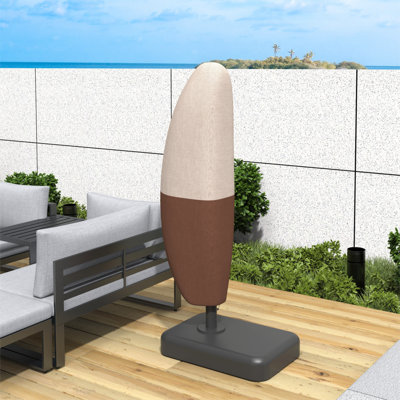 Housse de parasol imperméable beige et brune - 20 x 70 x 200 cm avec fermeture à glissière, boucle à ressort, coutures scellées, tissu en polyester enduit de PVC