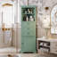 Armoire de salle de bain autoportante Anegada, armoire de rangement haute avec 3 tiroirs et tablettes réglables-1511281328-1511281329