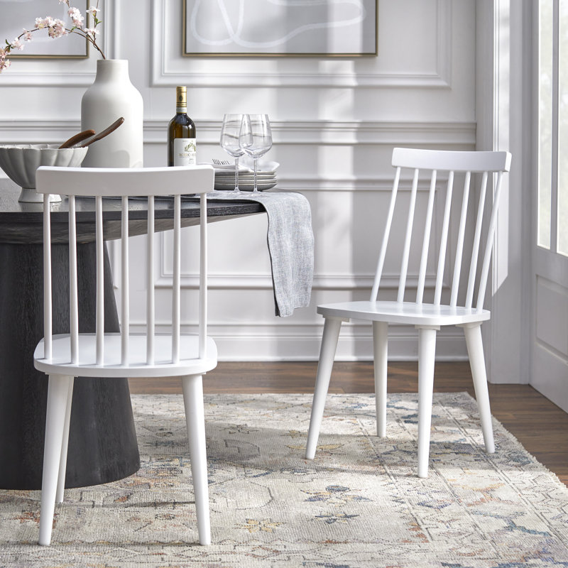 Chaise d'appoint à dossier en lattes de bois massif Fordwich, Blanc