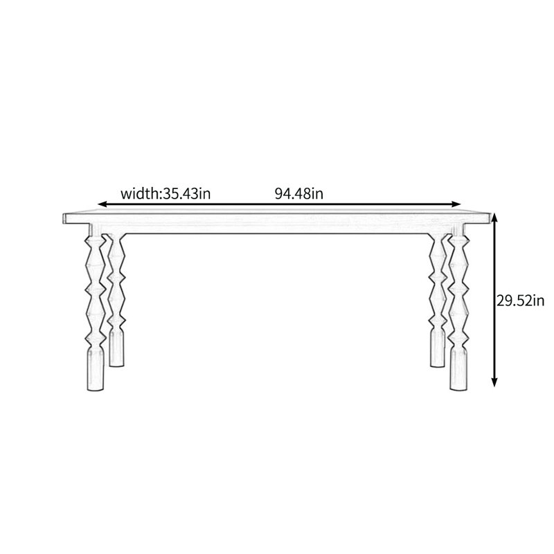 Antanas, H 29,52 po x L 94,48 po x l 35,43 po