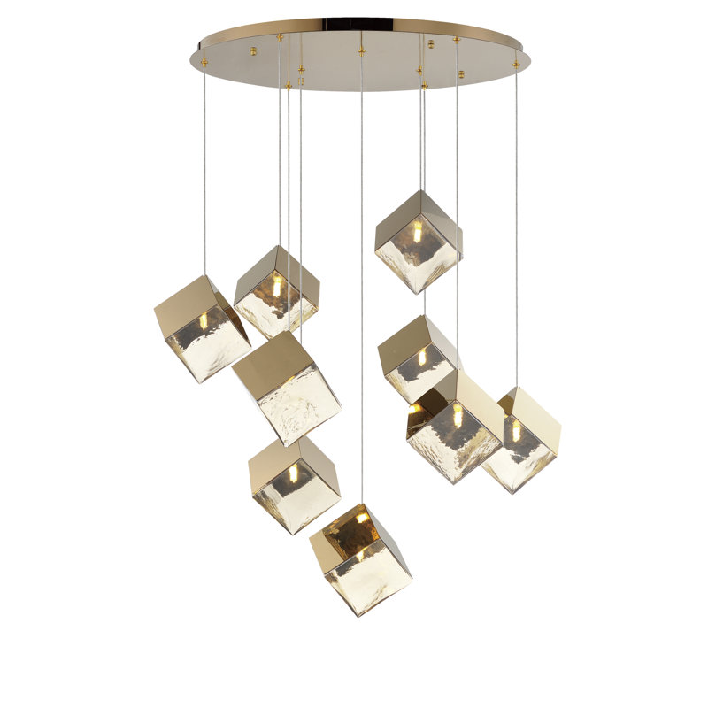Aliannie 9 - Light Cluster Pendant, French Gold, Clear Gold