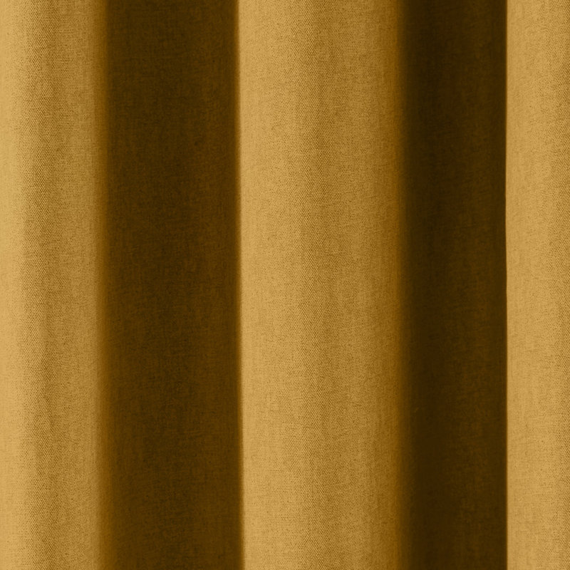 Cotton Blend Room Darkening Curtain Pair, Ochre, Width 117 x Drop 183 cm