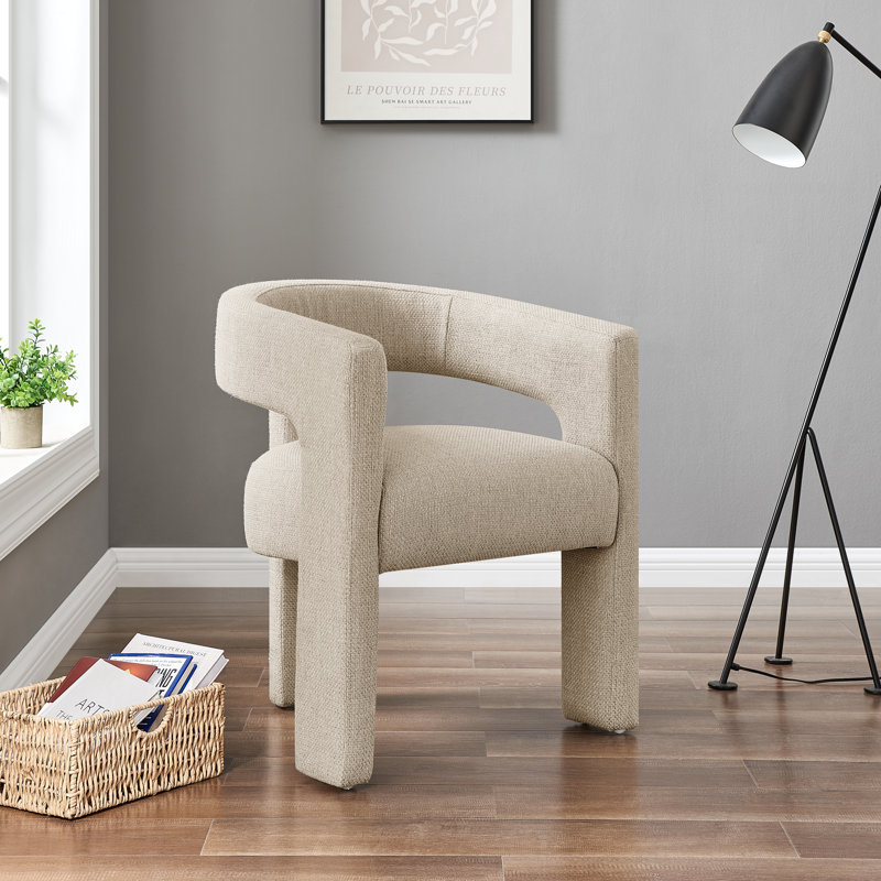 Dasantila Upholstered Dining Side Armchair, Beige