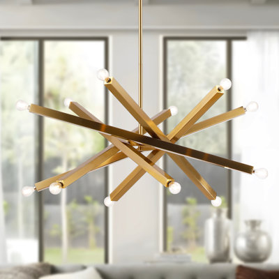 12-Light Brass Sputnik Chandelier With Adjustable Arms