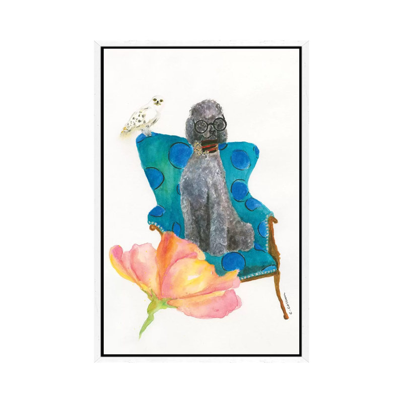 Love Potion Poodle by Connie Collum - Painting on Canvas, 66.04cm H x 45.72cm W x 3.81cm D, White Framed