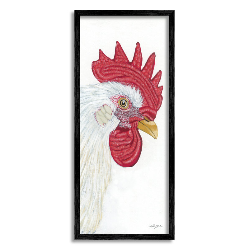 «Casual Chicken Rooster Farm Animal Wildlife Portrait» par Ashley Justice - cadre flottant, impression sur bois