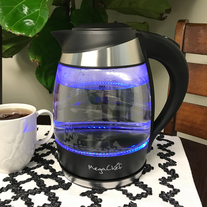 Mega Chef 1.8 qt. Glass Whistling Electric Tea Kettle
