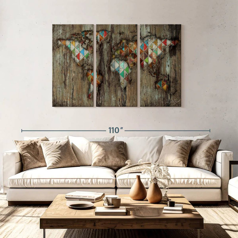 Aliaz My Geometric World Map, 48" H x 74" W