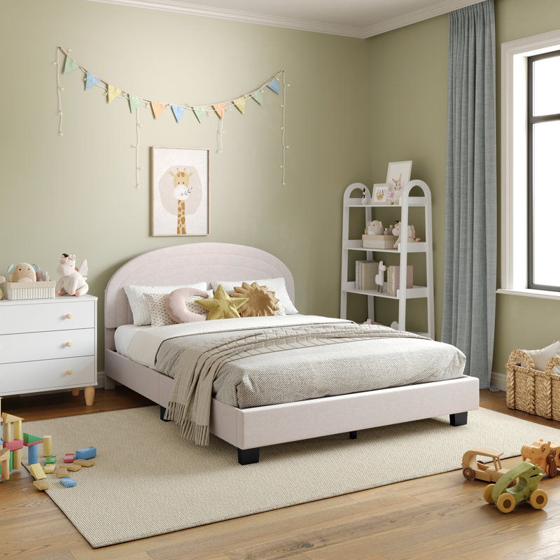 Structure de lit plateforme tapissier Aurey, Double, Blanc