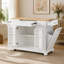 Chariot de cuisine 48,5 "de large cannelé avec armoire à poubelle et prise de courant, blanc-1393909818