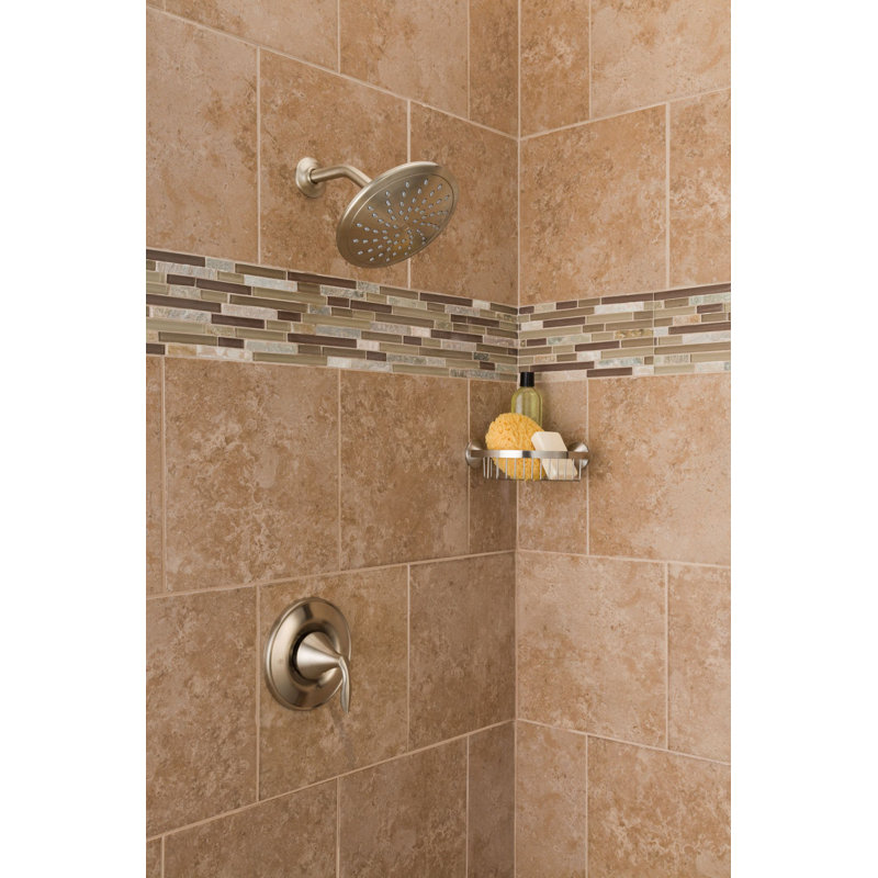 Ensemble de garniture de douche avec douche à effet de pluie Moen Eva Posi-Temp, valve requise, Nickel brossé