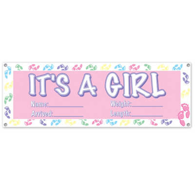 Bannière It's A Girl - 5 pi x 21 po - paquet de 12