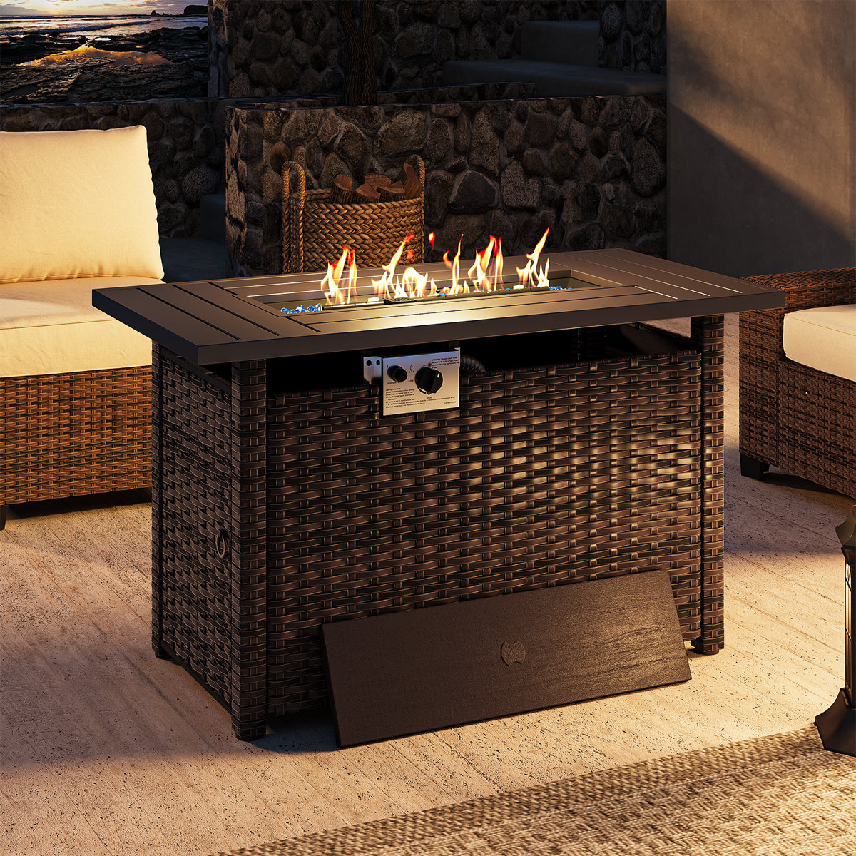 Outdoor Propane Gas Fire Pit Table