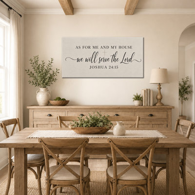 Minimalist Neutral Cross Canvas Wall Art, Joshua 24:15 As for Me and My House Christian Scripture Decor for Bedroom or Home Office, Gallery Wrapped, Ready to Hang, 48 x 24 Inch