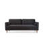 Canapé moderne à 3 places, noir et chêne | Cadre en bois de hêtre et en carton, 84,6 po x 35,4 po x 27,6 po | Tissu 100% polyester, nettoyage à sec, 2 coussins inclus | Rembourrage confortable en mousse et en plumes, design scandinave élégant-1309374468