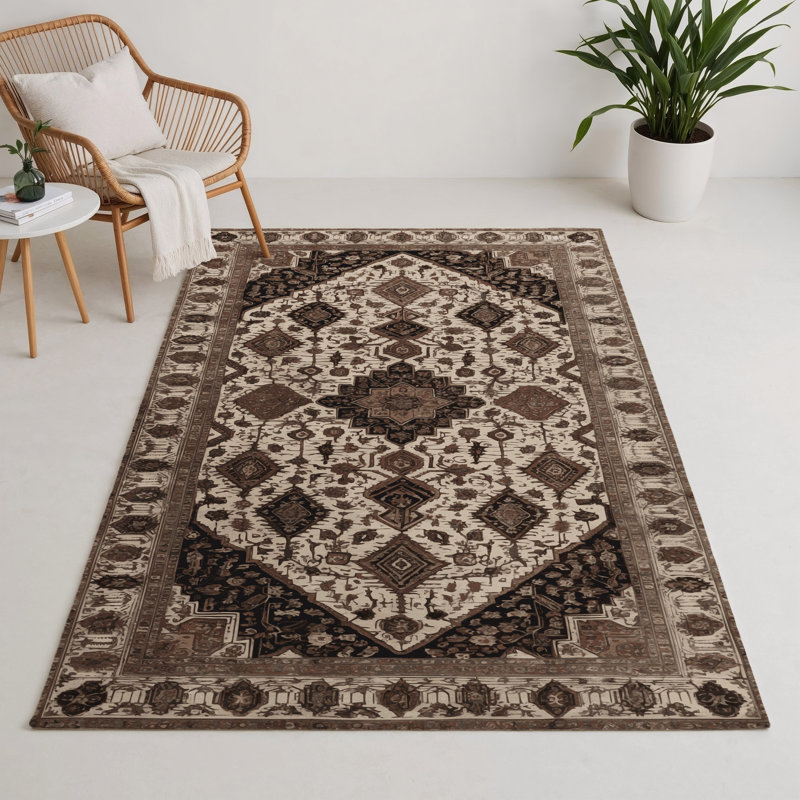 Persian Gray Indoor and Outdoor Area Rug, Rectangle 9' x 12'