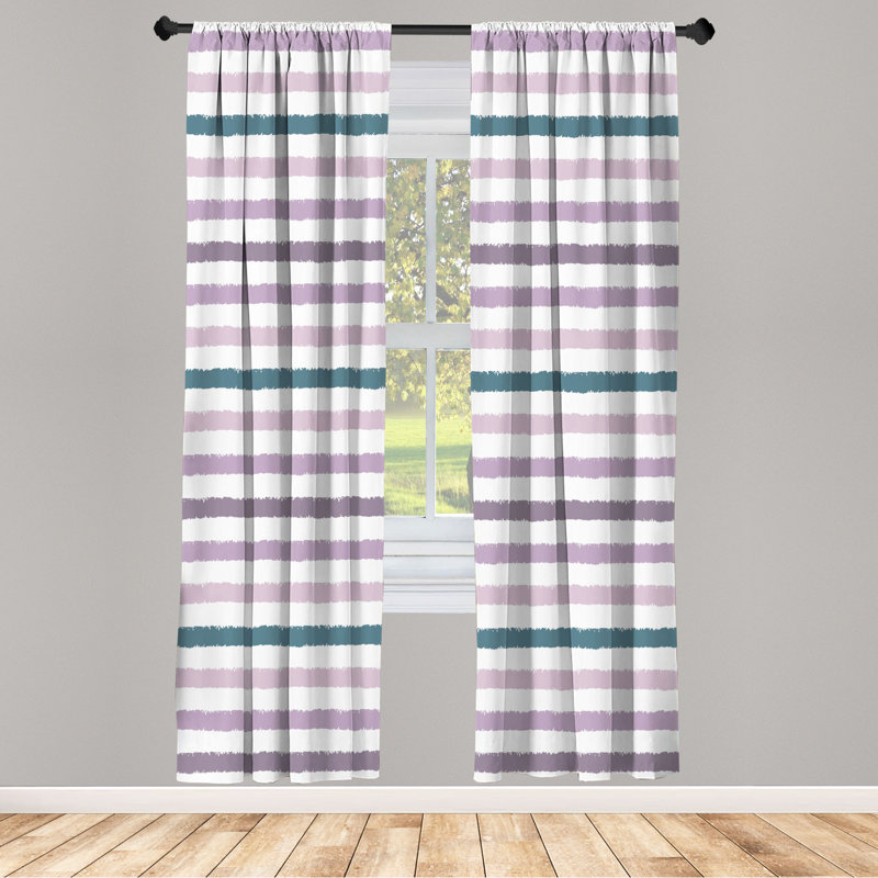 Microfiber Floral Semi-Sheer Rod Pocket Curtain Panels, 28" W x 63" L, Pink/Purple