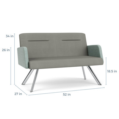 Willow Lounge Reception Loveseat Steel Legs