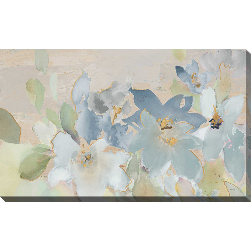 «Mute Spring Giverny» par Lanie Loreth - Peinture, Toile tendue, H 28 po x l 48 po x P 1,5 po