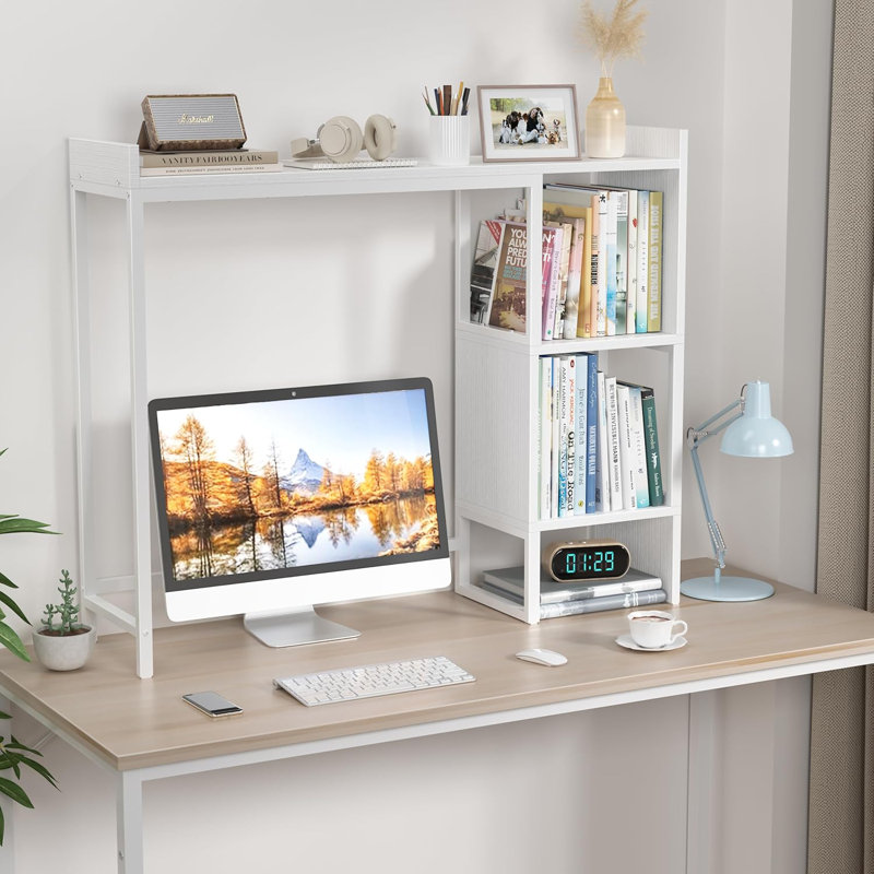 Desk Shelf For Top Of Desk Hutch Top Only Desktop Bookshelf Organizer, White