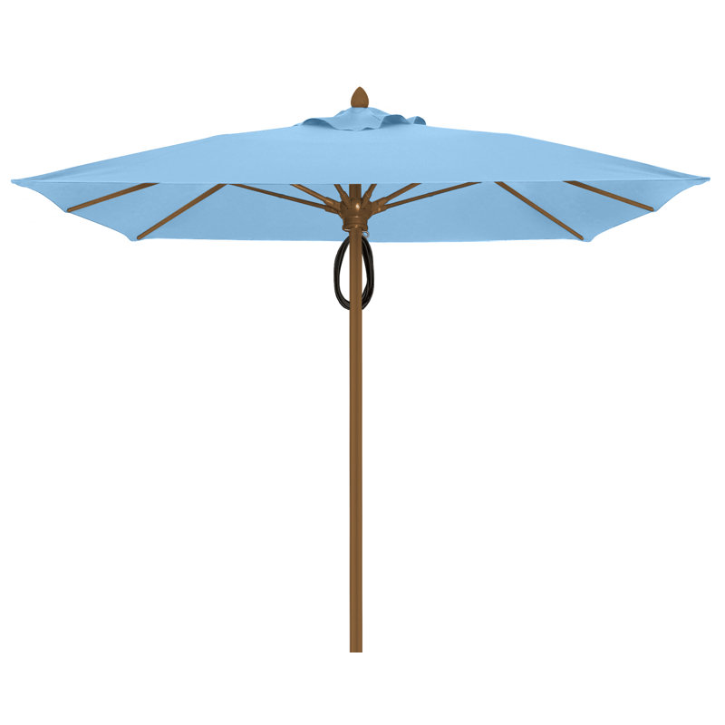 Parasol de marché carré 7,5 pi Prestige, Bronze champagne, Sunbrella® bleu ciel