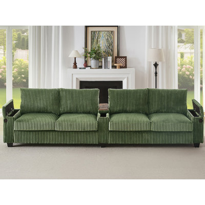4-Seater Upholstered Sofa With USB Ports