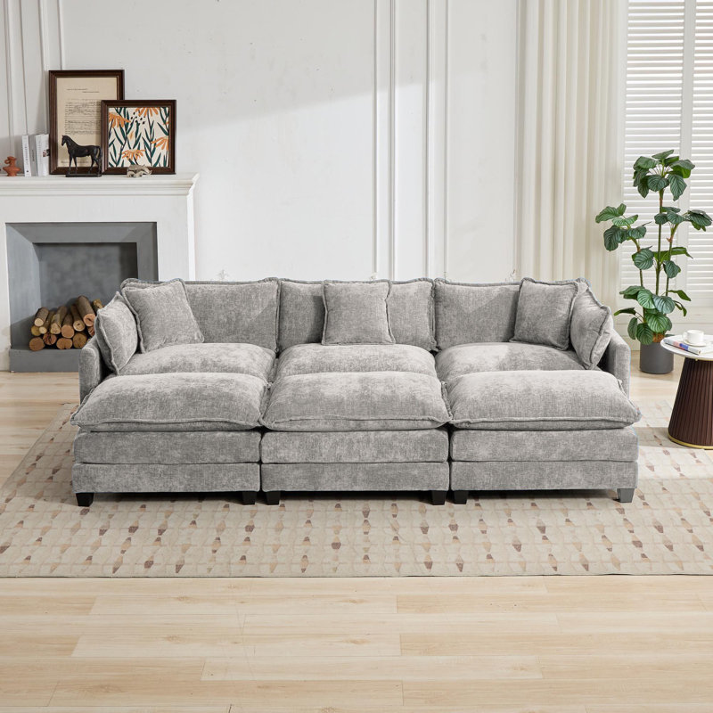 Canapé-lit modulaire avec canapé-lit surdimensionné Schmucker, Gris chenille, H 33 po x l 113,8 po x P 35 po
