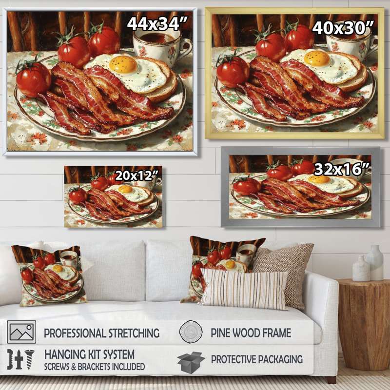 1950 s, petit déjeuner américain rétro - art mural petit déjeuner, H 16 po x l 32 po, Toile tendue, Ne s’applique pas
