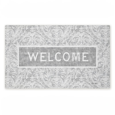 Tapis de porte extérieur délavé à motif floral Welcome, par Tim Coffey, 18 po x 30 po