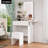 Amisted Small Makeup Vanity with LED Mirror & Outlets, Storage Drawers and 3 Shelves, Storage Stool, Bedroom-1630125949
