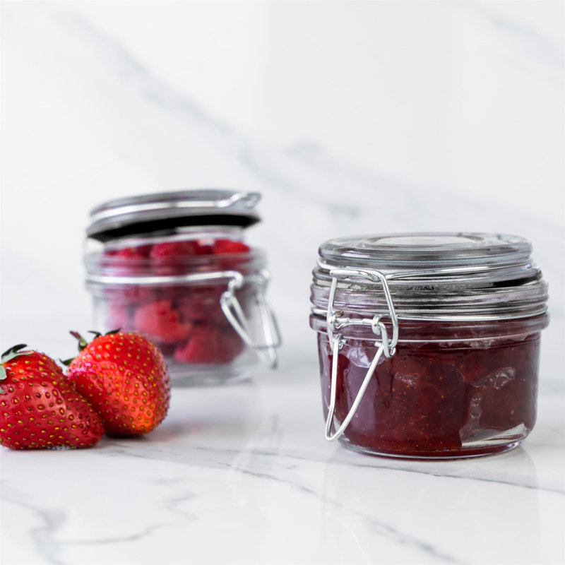 Argon Tableware - Glass Storage Jars, Clear/Black, 7cm H x 7.5cm W x 7.5cm D