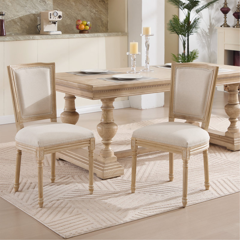 Ensemble de 2 chaises de salle à manger French Country, chaises rembourrées avec dossier en T, techniques de tréfilage et de sculpture, démontables