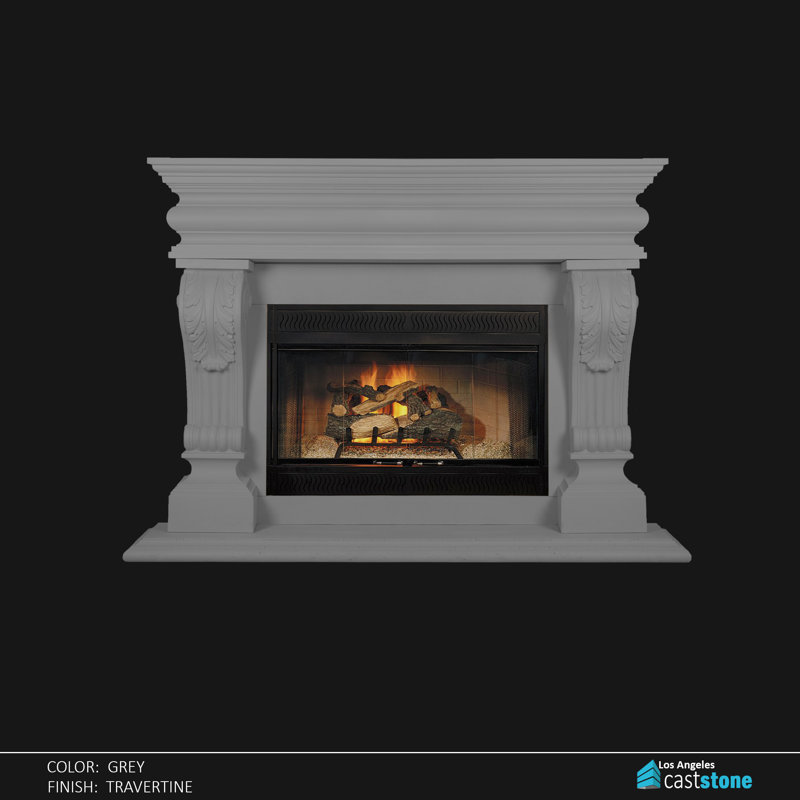 Andora Fireplace Surround, Gray Travertine