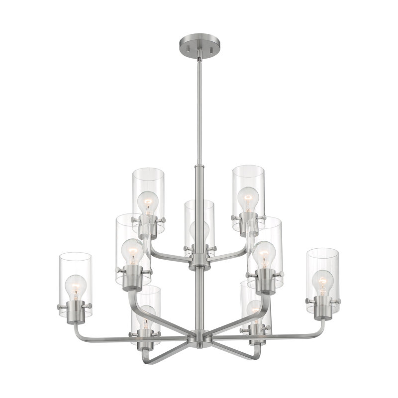 Barines 9 - Light Dimmable Tiered Chandelier, Brushed Nickel