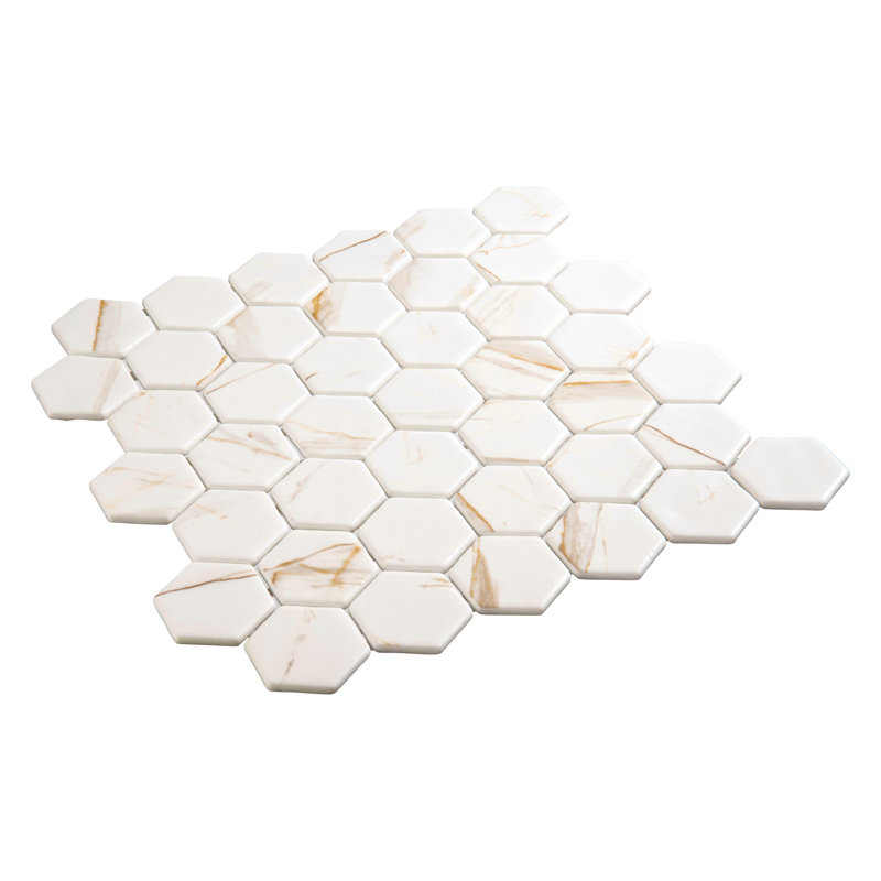 Sculpt 2" Glass Honeycomb Mosaic Wall & Floor Tile, Grecian