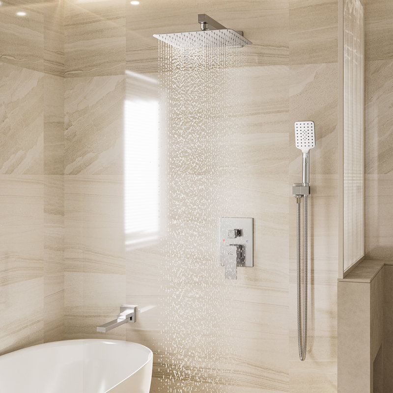 Robinet de baignoire et de douche à pression équilibrée avec valve brute, garniture et inverseur, Chrome