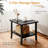 19" Square Black Metal Outdoor Side Table, 2-Tier All-Weather Patio End Table-1179303721
